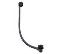 Round Easy Clean Flexible Matt Black Bath and Sprung Waste with Overflow