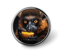 Round Eat Yellow Fruits Brooch Classic Mini Pin 1 Inch Aluminum Alloy Lapel Pin Personalized Button Badge for Backpack Hat Suit Jacket Clothing Decoration