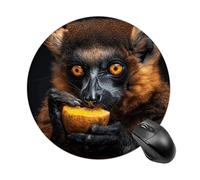 Round Eat Yellow Fruits Mouse Pad Non-Slip Rubber Base Waterproof Mouse Mat Travel Portable Gaming Mousepad for Office Work Home Computer Laptop Personalized Accessory