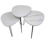 Warm Oak Round Nest of 2 Tables Living Room Furniture Space Saving