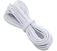 Round Elastic Cord 2mm 5m White - Strong Stretchy Elastic String & Shock Cord for Hats, Cuffs, Coat Hems, Camping, Dolls, Journals - White Elastic for Sewing, Repairs, Crafts & Jewellery