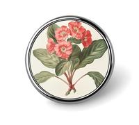 Round Elegant Red Flower Brooch Classic Mini Pin 1 Inch Aluminum Alloy Lapel Pin Personalized Button Badge for Backpack Hat Suit Jacket Clothing Decoration