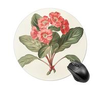 Round Elegant Red Flower Mouse Pad Non-Slip Rubber Base Waterproof Mouse Mat Travel Portable Gaming Mousepad for Office Work Home Computer Laptop Personalized Accessory