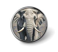 Round Elephant Pattern Lapel Pin Metal Brooch Personalized Novelty Pin Cute Button Badge Safety Pin Fashion Jewelry Accessories Gift for Clothes Hat Backpack Bag