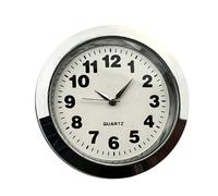 Round Embedded Quartz Clock Head for Glass Crystal Projects, 36mm White Face, Three Hand Display, Press Fit Rubber Gasket Embedded Time Insert Round Face Replacement Press Fit Repair Head Narrow Case