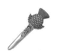 Round Emblem Thistle Scottish Kilt Pin Chrome Finish Highland Wear