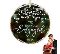 Round Engagement Gifts for Couples,Personalised Crystal Glass Keepsake,Marry Hanging Ornament for Wedding,Congratulations Present for Newly Engaged,First Christmas Together Romantic Home Decoration