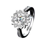 Round Engagement Weeding Moissanite Solitaire Ring Promise 925 Imitation Sterlings Silver Plated Made Ring with Platinums Diamond for Women Rings Music Rings for Women (Multicolor, One Size)