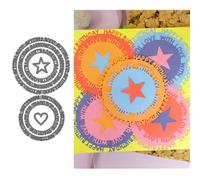Round English Alphabet Lace Die Cuts for Card Making, Loving Heart, Five-Pointed Star Metal Cutting Dies for Paper Scrapbooking, DIY Stencils for Album Party Wedding Festivals Decoration