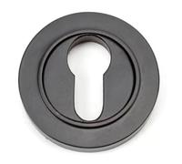 Round Euro Escutcheon, Solid Metal, Plain, 53x8mm, Slim Profile, for Euro Profile Cylinders, Internal and External Doors (Aged Bronze)