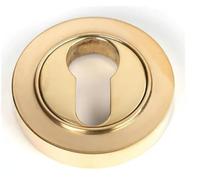 Round Euro Escutcheon, Solid Metal, Plain, 53x8mm, Slim Profile, for Euro Profile Cylinders, Internal and External Doors (Polished Brass)