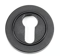 Round Euro Escutcheon, Solid Metal, Plain, 53x8mm, Slim Profile, for Euro Profile Cylinders, Internal and External Doors (Matt Black)