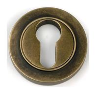 Round Euro Escutcheon, Solid Metal, Plain, 53x8mm, Slim Profile, for Euro Profile Cylinders, Internal and External Doors (Burnished Brass)