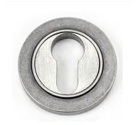 Round Euro Escutcheon, Solid Metal, Plain, 53x8mm, Slim Profile, for Euro Profile Cylinders, Internal and External Doors (Pewter Patina)