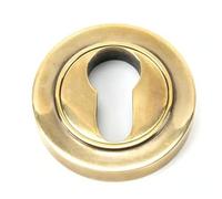 Round Euro Escutcheon, Solid Metal, Plain, 53x8mm, Slim Profile, for Euro Profile Cylinders, Internal and External Doors (Aged Brass)