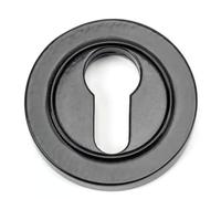 Round Euro Escutcheon, Solid Metal, Plain, 53x8mm, Slim Profile, for Euro Profile Cylinders, Internal and External Doors (Black)