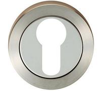 Round Euro Profile Escutcheon 52mm Dia Concealed Fix Bright Satin Steel