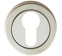 Round Euro Profile Escutcheon 52mm Dia Concealed Fix Bright Steel