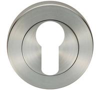 Round Euro Profile Escutcheon 52mm Dia Concealed Fix Satin Steel