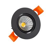 Round Expert Colour 3W Cool White COB LED Adjustable Downlight Cutout 55mm - Black
