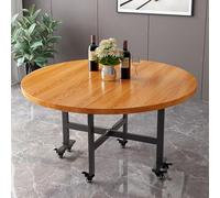 Round Extendable Folding Dining Table with Wheels - Space-Saving Expandable Design for Kitchen Bedroom Living Room & Small Spaces Versatile Modern Style Easy Mobility