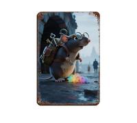 Round-eyed Mole Backpack (3) Retro Poster Metal Tin Sign Chic Art Retro Iron Painting Bar People Cave Cafe Family Garage Poster Wall Decoration 8x12inch(20x30cm)