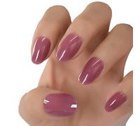 Round Fake Nail Tips Dreamy Violet Solid Color False Press On Nails Short For Daily Office Wear Women Medium Oval Nail Art Clever treatment