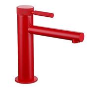 Round Fancy Handle Black Brass Deck Mounted Single Holder Hole Basin Hybrid Hot and Cold Water Bathroom Faucet(Rojo)