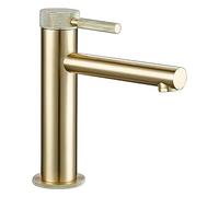 Round Fancy Handle Black Brass Deck Mounted Single Holder Hole Basin Hybrid Hot and Cold Water Bathroom Faucet(Brushed Rose Gold)