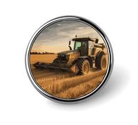 Round Farm Tractor Harvest Lapel Pin Metal Custom Pins Personalized Decoration Lapel Badge Small Brooch Hat Shirt Tie Sweater Clothes Accessories Decoration for Men Women