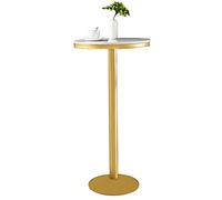 Round Faux Marble Coffee Table Modern Metal Frame Accent Table for Living Room Bedroom Office - Stylish Snack & Tea Table (D21.6/23.6" xH29.5/37.4"x41.3")