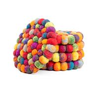 Round Felt Ball Coasters - 100% Merino Wool Table Coasters - Felt Coaster Pads, Absorbent Trivet for Drinks - Heat Resistant, Thick & Durable Hand Felted in Nepal by Woolygon- Multicolor - Set of 5
