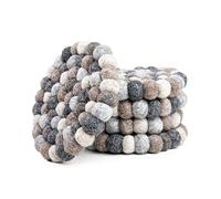 Round Felt Ball Coasters - 100% Merino Wool Table Coasters - Felt Coaster Pads, Absorbent Trivet for Drinks - Heat Resistant, Thick & Durable Hand Felted in Nepal by Woolygon- Multicolor - Set of 5