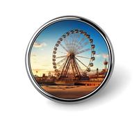 Round Ferris Wheel Lapel Pin Metal Brooch Personalized Novelty Pin Cute Button Badge Safety Pin Fashion Jewelry Accessories Gift for Clothes Hat Backpack Bag