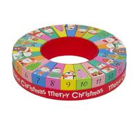 Round Fill Your Own Christmas Advent Calendar | Reusable Festive Wheel with 24 Slice-Shaped Boxes Featuring Santa, Snowmen & Reindeer - 32cm