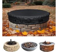 Round Fire Pit Cover, 36-74 Inch Heavy Duty 600D Oxford Fabric, Black, Weather Resistant for Stone Fire Pits