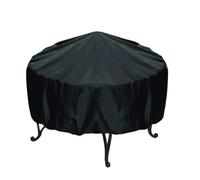 Round Fire Pit Cover Black Waterproof Patio Fire Pit Cover Round Table BBQ Accessories Grill Dust Rain Barbecue Supplies(84x50cm)