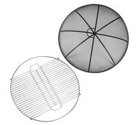Round Fire Pit Grill & Spark Guard Set - 72.5cm - Grey Harbour Housewares Grey 700mm x 700mm