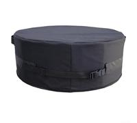 Round Firepit Cover For In-ground Stone Fire Pits, 420d Waterproof Oxford Fabric With Windproof Straps And Handles, Black Outdoor Protection Sleeve Against Rain Snow And Debris, 51 Inch Diameter