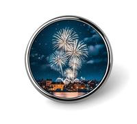 Round Fireworks in The Sky Lapel Pin Metal Brooch Personalized Novelty Pin Cute Button Badge Safety Pin Fashion Jewelry Accessories Gift for Clothes Hat Backpack Bag