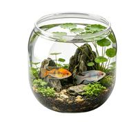 Round Fish Jar,Transparent Unbreakable Round | Mini Aquarium for Betta Fish - For Home Bedroom Dining Room Classroom Office Restaurant Bar Living Room Table Desk