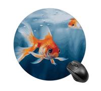 Round Fish Mouse Pad Non-Slip Rubber Small Cute Mouse Pad Mini Travel Gaming Mousepad Washable Funny Computer Mat Waterproof for Laptop Office Home Men Women