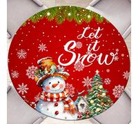 Round Fitted Tablecloth with Elastic Round Outdoor Tablecloths Christmas Fitted Table Covers for Tables Waterproof Reusable Vinyl Table Cloth for Indoor and Outdoor 48" (Round)