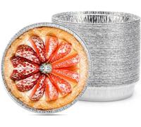 Round Flan Tart Pie Tin Foils Disposable Recyclable - 14.5cm Approx 6 Inch Base and 2.5cm Approx 1 Inch Deep | Aluminum Foil Baking Tray - Sturdy & Oven Safe | Tarts Pies Cheesecakes Desserts (100)
