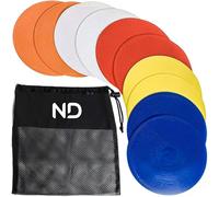 Round Flat Disc Markers Cones Flexible Sport Spot Markers - (8 Inch pack of 10) with Black Mesh Bag - Non-Slip Flat Training Cones for Sports, Agility, Fitness Drills - Indoor & Outdoor Use