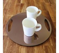 Round Flat Serving Tray - Bronze Mirror