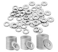 Round Flat Spacer Repair Washer - 120Pcs Round Metal Alloy Steel Washer, A2 304 Stainless Steel Washers, Rustproof Flat Washers 3 Sizes, Metal Flat PennyWasher for Screws Bolts(M6, M8)