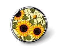 Round Floral Sunflower Brooch Classic Mini Pin 1 Inch Aluminum Alloy Lapel Pin Personalized Button Badge for Backpack Hat Suit Jacket Clothing Decoration