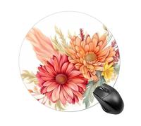 Round Flower Drawing Mouse Pad Non-Slip Rubber Small Cute Mouse Pad Mini Travel Gaming Mousepad Washable Funny Computer Mat Waterproof for Laptop Office Home Men Women