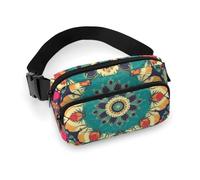 Round Flower Fanny Pack for Women Men Waist Bag Belt Bag Adjustable Casual Bag for Travel Sports Hiking, white, 7.9x5.1inches